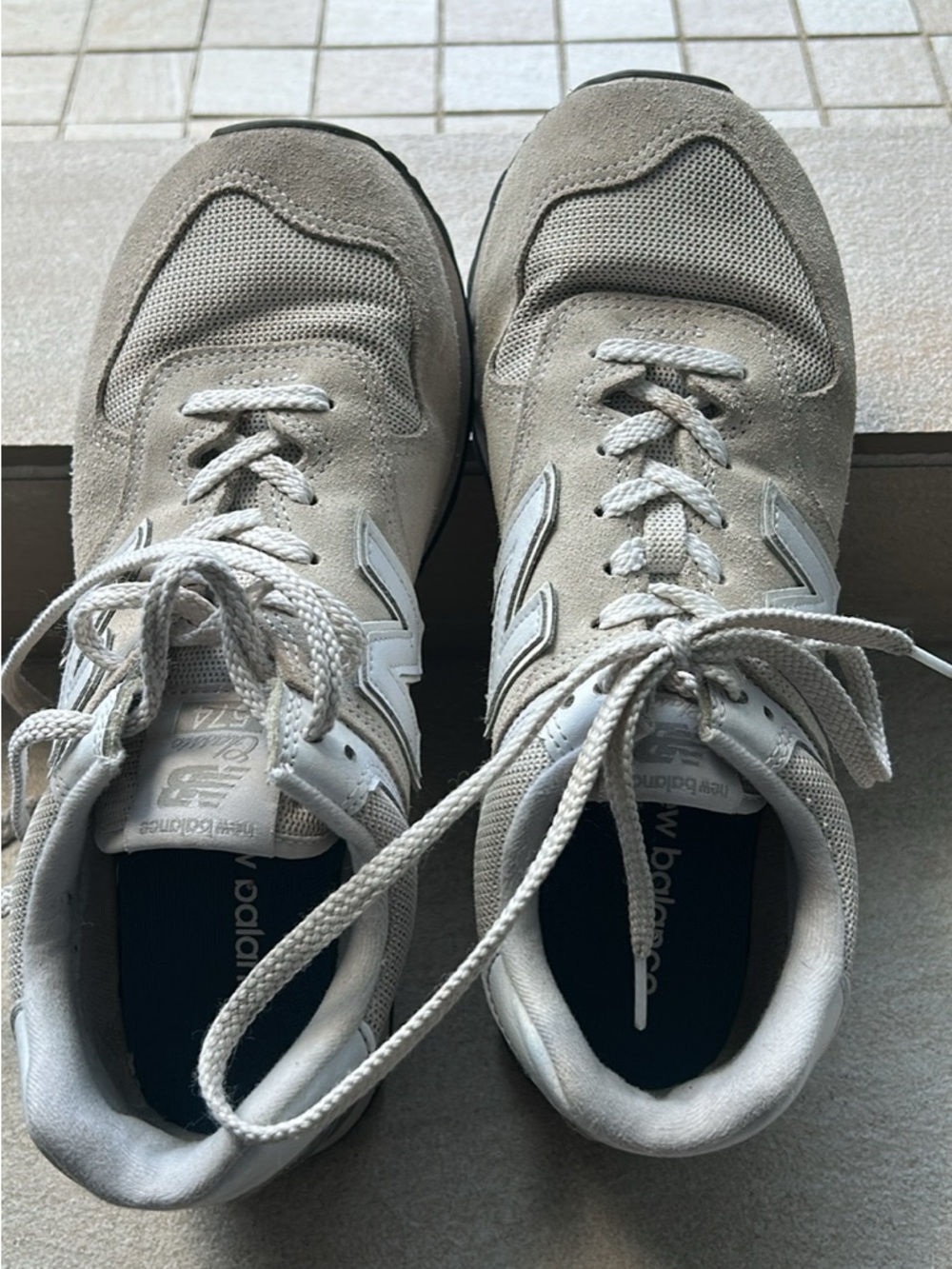 New Balance Men's Sneakers in Light tan and White